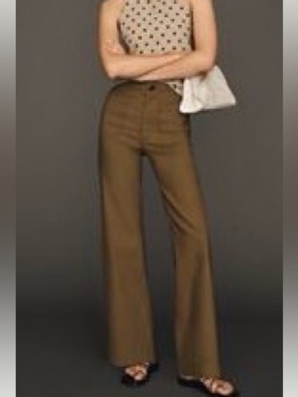Anthropologie Wide-Leg Pants Army Green
